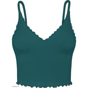 imageSunzel Tank Top for Women V Neck Seamless Ribbed Crop Camisole with RufflesTeal