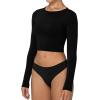 imageSunzel Long Sleeve Fitted Basic T Shirts for Women Crew Neck Basic Tee Cute Trendy Fall Crop Going Out Tops Tight TeesBlack
