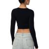 imageSunzel Long Sleeve Fitted Basic T Shirts for Women Crew Neck Basic Tee Cute Trendy Fall Crop Going Out Tops Tight TeesBlack