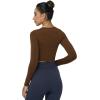 imageSunzel Long Sleeve Fitted Basic T Shirts for Women Crew Neck Basic Tee Cute Trendy Fall Crop Going Out Tops Tight TeesBrown
