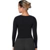 imageSunzel Long Sleeve Shirts for Women Square Neck Slim Fit Tight Tank Top Double Lined Trendy Going Out TeeBlack