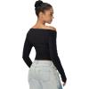 imageSunzel Long Sleeve Shirts for Women Womens Off The Shoulder TopsSlim Fit Double Lined Top with Boat NeckBlack