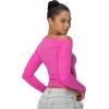 imageSunzel Long Sleeve Shirts for Women Womens Off The Shoulder TopsSlim Fit Double Lined Top with Boat NeckHot Pink