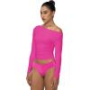 imageSunzel Long Sleeve Shirts for Women Womens Off The Shoulder TopsSlim Fit Double Lined Top with Boat NeckHot Pink