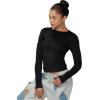 imageSunzel Long Sleeve T Shirts for Women with Crew Neck Double Lined Tops Slim Fit Basic Tee Casual Undershirt OutfitsBlack