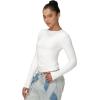 imageSunzel Long Sleeve T Shirts for Women with Crew Neck Double Lined Tops Slim Fit Basic Tee Casual Undershirt OutfitsWhite