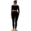 imageSunzel Long Sleeve Workout Tops for Women Breathable Square Neck Crop Top with Built in Bra Cropped Yoga Shirt for Lounge GymBlack
