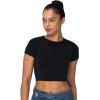 imageSunzel Short Sleeve Fitted Basic T Shirts for Women Soft Crew Neck Basic Crop Tee Cute Trendy Summer Tops Tight TeesBlack