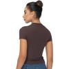 imageSunzel Short Sleeve Shirts for Women Slim Fit Double Lined T Shirt with Crew Neck Basic Summer Tops for Workout ampamp CasualSeal Brown
