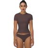 imageSunzel Short Sleeve Shirts for Women Slim Fit Double Lined T Shirt with Crew Neck Basic Summer Tops for Workout ampamp CasualSeal Brown