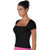 imageSunzel Short Sleeve Shirts for Women Square Neck Crop Tank Top Slim Fit Basic Trendy Tee  Casual Versatile Comfy StyleBlack