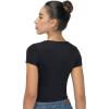 imageSunzel Short Sleeve Shirts for Women Tee Square Neck Basic T Double Layer Tshrit Slim Fit Going Out TopBlack