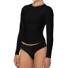 imageSunzel Tight Long Sleeve Shirts for Women Slim Fit Tshirts Crew Neck Basic Tees Trendy Fitted Workout Going Out TopsBlack