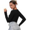 imageSunzel Tight Long Sleeve Shirts for Women Slim Fit Tshirts Crew Neck Basic Tees Trendy Fitted Workout Going Out TopsBlack
