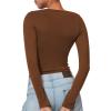 imageSunzel Tight Long Sleeve Shirts for Women Slim Fit Tshirts Crew Neck Basic Tees Trendy Fitted Workout Going Out TopsBrown