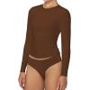 imageSunzel Tight Long Sleeve Shirts for Women Slim Fit Tshirts Crew Neck Basic Tees Trendy Fitted Workout Going Out TopsBrown