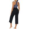 imageSunzel Wide Leg Capri Pants for Women with Pockets High Waisted Tummy Control Yoga Pants Flare Lounge Casual Cropped PantsBlack