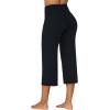 imageSunzel Wide Leg Capri Pants for Women with Pockets High Waisted Tummy Control Yoga Pants Flare Lounge Casual Cropped PantsBlack