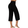 imageSunzel Wide Leg Capri Pants for Women with Pockets High Waisted Tummy Control Yoga Pants Flare Lounge Casual Cropped PantsBlack