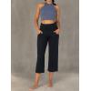 imageSunzel Wide Leg Capri Pants for Women with Pockets High Waisted Tummy Control Yoga Pants Flare Lounge Casual Cropped PantsBlack