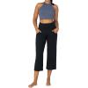 imageSunzel Wide Leg Capri Pants for Women with Pockets High Waisted Tummy Control Yoga Pants Flare Lounge Casual Cropped PantsBlack