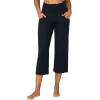 imageSunzel Wide Leg Capri Pants for Women with Pockets High Waisted Tummy Control Yoga Pants Flare Lounge Casual Cropped PantsBlack
