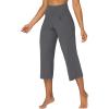 imageSunzel Wide Leg Capri Pants for Women with Pockets High Waisted Tummy Control Yoga Pants Flare Lounge Casual Cropped PantsGrey