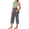 imageSunzel Wide Leg Capri Pants for Women with Pockets High Waisted Tummy Control Yoga Pants Flare Lounge Casual Cropped PantsGrey