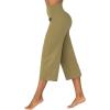 imageSunzel Wide Leg Capri Pants for Women with Pockets High Waisted Tummy Control Yoga Pants Flare Lounge Casual Cropped PantsOlive Green