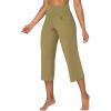 imageSunzel Wide Leg Capri Pants for Women with Pockets High Waisted Tummy Control Yoga Pants Flare Lounge Casual Cropped PantsOlive Green