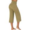 imageSunzel Wide Leg Capri Pants for Women with Pockets High Waisted Tummy Control Yoga Pants Flare Lounge Casual Cropped PantsOlive Green