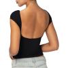imageSunzel Womens Backless Sexy Going Out Top Double Lined Soft Y2K Basic Crop Tee Cute Shirt with Open Back ampamp Rubber GripBlack