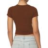 imageSunzel Womens Fitted Tight Short Sleeve Shirts Basic Slim Fit T Shirts Soft Crew Neck Trendy Summer Tee TopsBrown