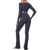 imageSunzel Womens Long Sleeve Crop Top Buttery Soft Deep V Twist Workout Tee with Compression for Yoga Pilates GymAsh Blue