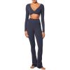 imageSunzel Womens Long Sleeve Crop Top Buttery Soft Deep V Twist Workout Tee with Compression for Yoga Pilates GymAsh Blue