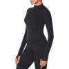 imageSunzel Womens Long Sleeve Workout Crop Tops Half Quarter Zip Compression Shirts with Thumbholes Quick Dry Athletic RunningBlack