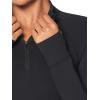 imageSunzel Womens Long Sleeve Workout Crop Tops Half Quarter Zip Compression Shirts with Thumbholes Quick Dry Athletic RunningBlack
