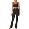 imageSunzel Womens Sports Bra Buttery Soft Adjustable Straps Padded Yoga Bra Scoop Neck Wireless Bra Crop Top for Workout GymBlack