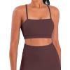 imageSunzel Womens Sports Bra Buttery Soft Adjustable Straps Padded Yoga Bra Scoop Neck Wireless Bra Crop Top for Workout GymChocolate