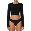 imageSunzel Long Sleeve Fitted Basic T Shirts for Women Crew Neck Basic Tee Cute Trendy Fall Crop Going Out Tops Tight TeesBlack