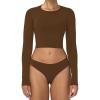 imageSunzel Long Sleeve Fitted Basic T Shirts for Women Crew Neck Basic Tee Cute Trendy Fall Crop Going Out Tops Tight TeesBrown