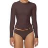 imageSunzel Long Sleeve T Shirts for Women with Crew Neck Double Lined Tops Slim Fit Basic Tee Casual Undershirt OutfitsSeal Brown