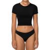 imageSunzel Short Sleeve Fitted Basic T Shirts for Women Soft Crew Neck Basic Crop Tee Cute Trendy Summer Tops Tight TeesBlack