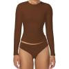 imageSunzel Tight Long Sleeve Shirts for Women Slim Fit Tshirts Crew Neck Basic Tees Trendy Fitted Workout Going Out TopsBrown