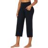 imageSunzel Wide Leg Capri Pants for Women with Pockets High Waisted Tummy Control Yoga Pants Flare Lounge Casual Cropped PantsBlack