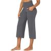 imageSunzel Wide Leg Capri Pants for Women with Pockets High Waisted Tummy Control Yoga Pants Flare Lounge Casual Cropped PantsGrey