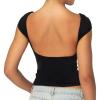 imageSunzel Womens Backless Sexy Going Out Top Double Lined Soft Y2K Basic Crop Tee Cute Shirt with Open Back ampamp Rubber GripBlack