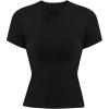 imageSunzel Womens Fitted Tight Short Sleeve Shirts Basic Slim Fit T Shirts Soft Crew Neck Trendy Summer Tee TopsBlack