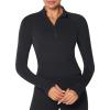 imageSunzel Womens Long Sleeve Workout Crop Tops Half Quarter Zip Compression Shirts with Thumbholes Quick Dry Athletic RunningBlack