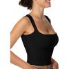 imageSunzel Womens Sexy Sleeveless Crop Top Seamless Wide Square Neck Going Out Tops Summer Trendy Workout Yoga Casual Tank TopBlack